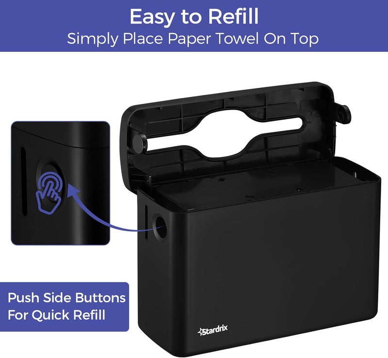 stardrix Countertop Paper Towel Dispenser, Black Hand Towel Holder for Multifold/C-Fold/Z-Fold Towels, Single Sheet Dispensing, Non-Slip Base, Compact Design for Kitchen, Bathroom, or Commercial Use - Image 5
